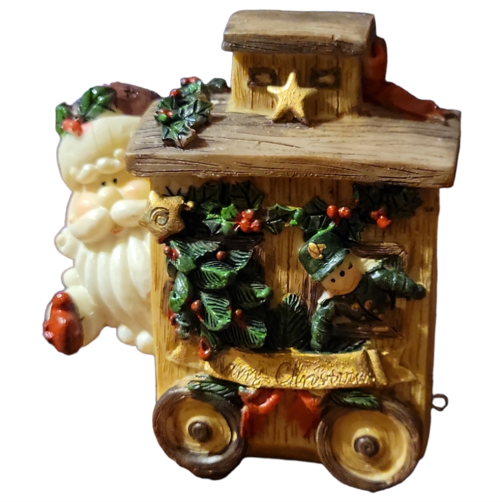 Vtg Santa Train Car MayRich Engineer Holly Star